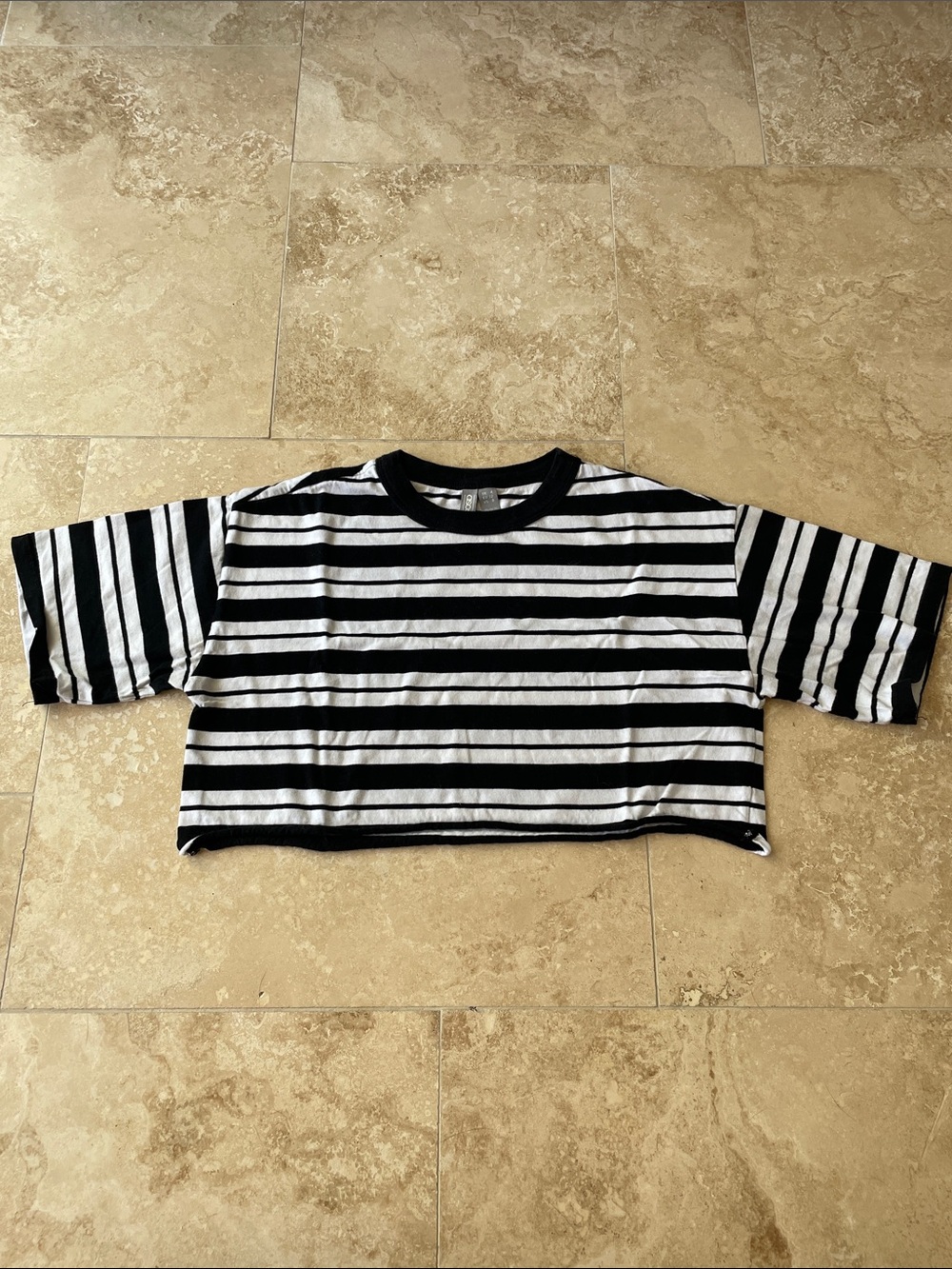 ASOS Black & White Striped Cropped Tee